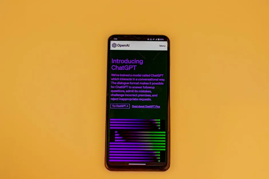 مواقع ذكاء اصطناعي مجانية للمحادثة - هاتف ذكي يعرض واجهة ChatGPT
