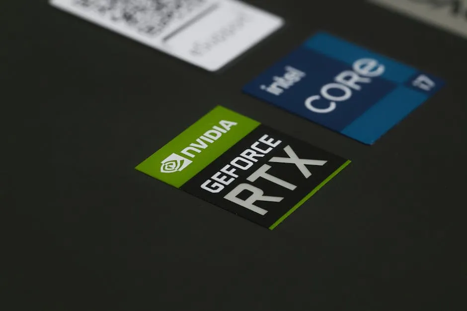 ملصقات NVIDIA GeForce RTX وIntel Core على لابتوب تعكس مواصفات أفضل لابتوب للبرمجة